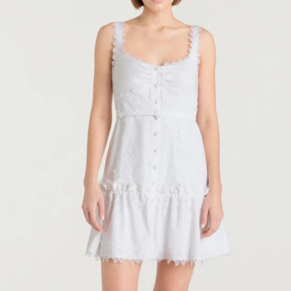 Cinq Sept Aziza Lace Sleeveless Minidress White Mini Dress Size 8